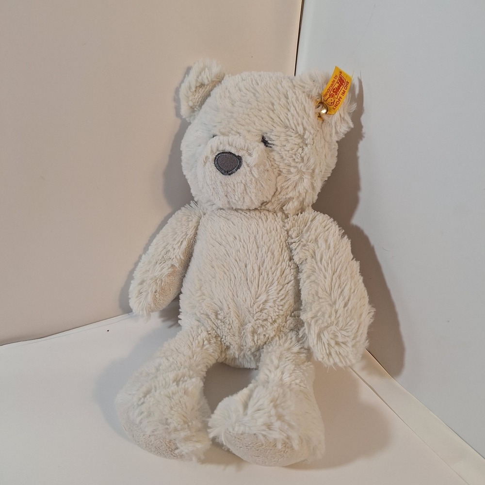 Steiff  Bearzy Teddy Bear Plush Animal Soft & Cuddly Friends, white gray‎ nose